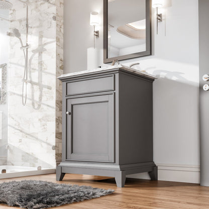 Eviva Elite Princeton Bath Vanity with Carrara Marble Top and Undermount Porcelain Sink (24"-30")