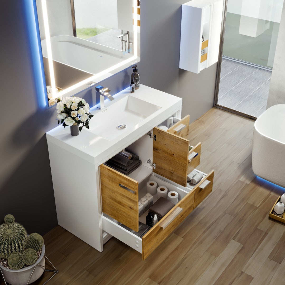 Eviva Grace Bath Vanity with Acrylic Top and Integrated Sink (24"-48")