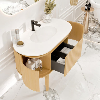 Eviva Haven Wall Mount Bath Vanity with Solid Surface Top and Integrated Sink (39"-71")