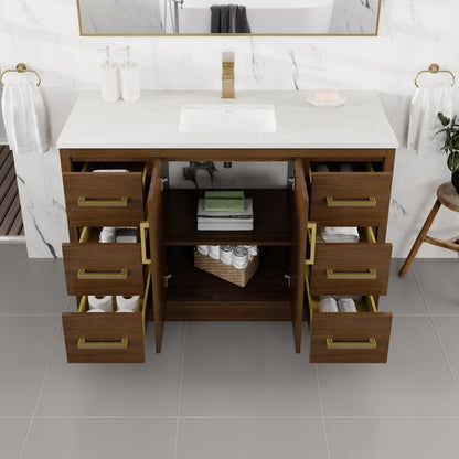Eviva Curio Bath Vanity with Carrara Quartz Top and Undermount Porcelain Sink (24"-60")