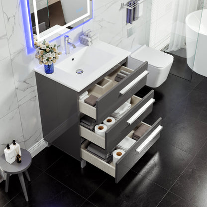 Eviva Deluxe Bath Vanity with Porcelain Top and Integrated Sink (20"-32")