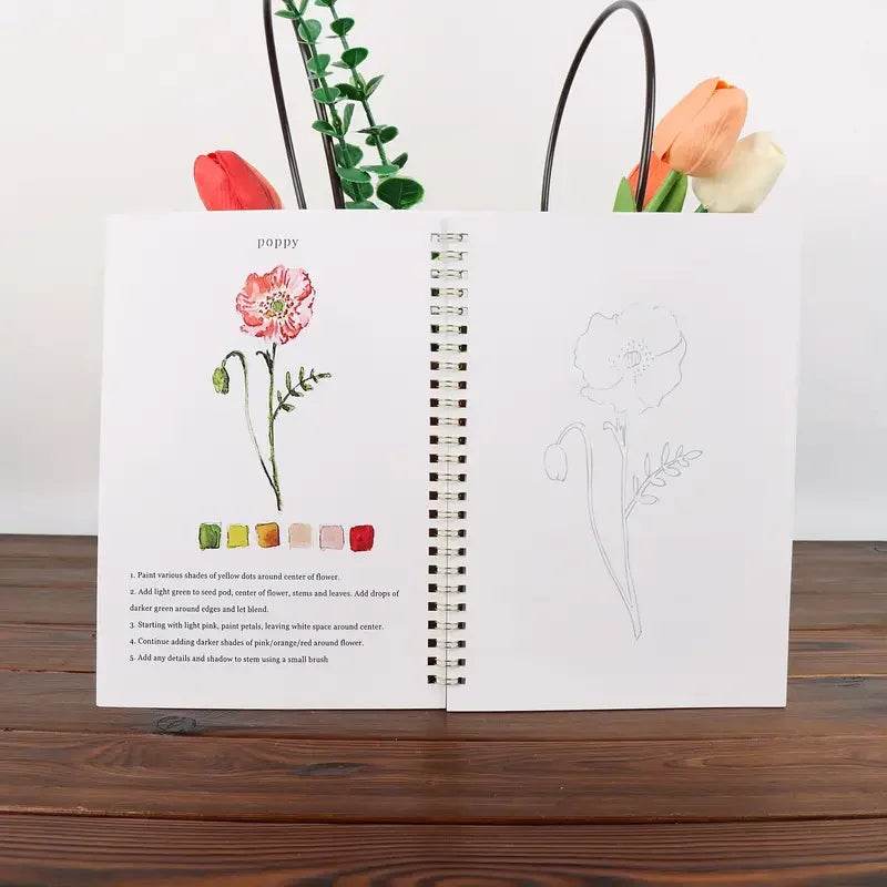 Floral Watercolor Workbook Spiral Sketchbook for Beginner Artists