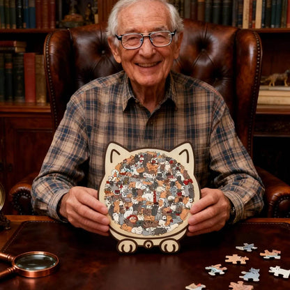 135-Piece Cat Shaped Wooden Puzzle – Colorful Morandi Animal Art Jigsaw