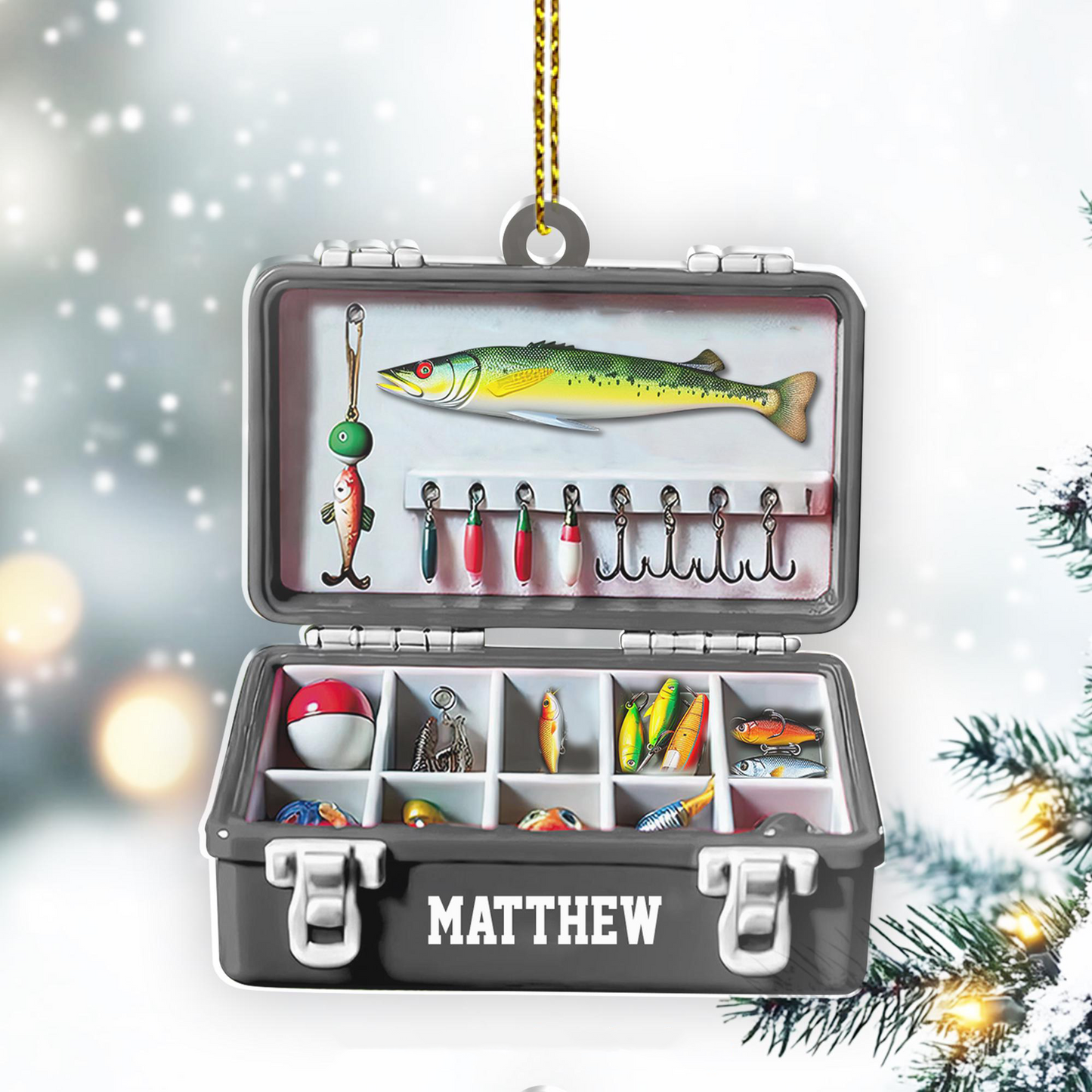 Fishing Tackle Box Ornament - Personalized Custom Shaped Acrylic Ornament - Christmas Gift For Him, for Dad, Fishing Lovers