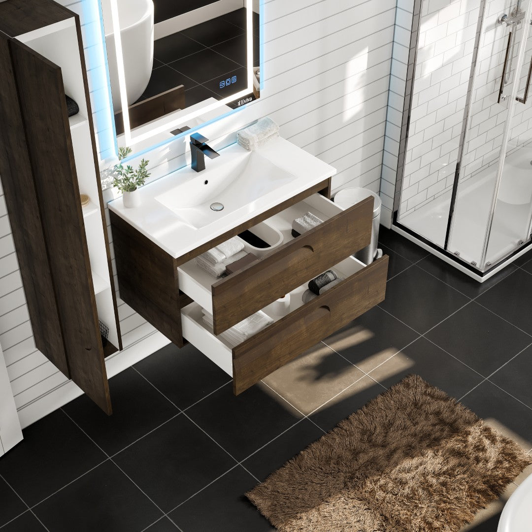 Eviva Joy Bath Vanity with Porcelain Top and Integrated Sink (24"-40")