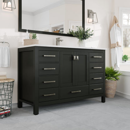 Eviva London Bath Vanity with Carrara Quartz Top and Undermount Porcelain Sink (20"-60")