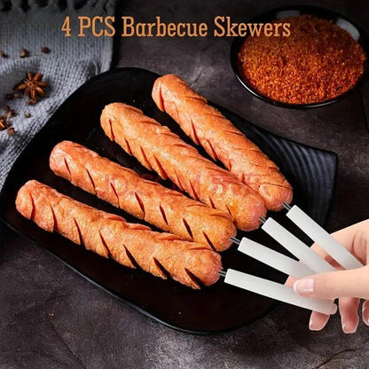 Stainless Steel Hot Dog Roller With Wooden Handle – BBQ Essential Tool