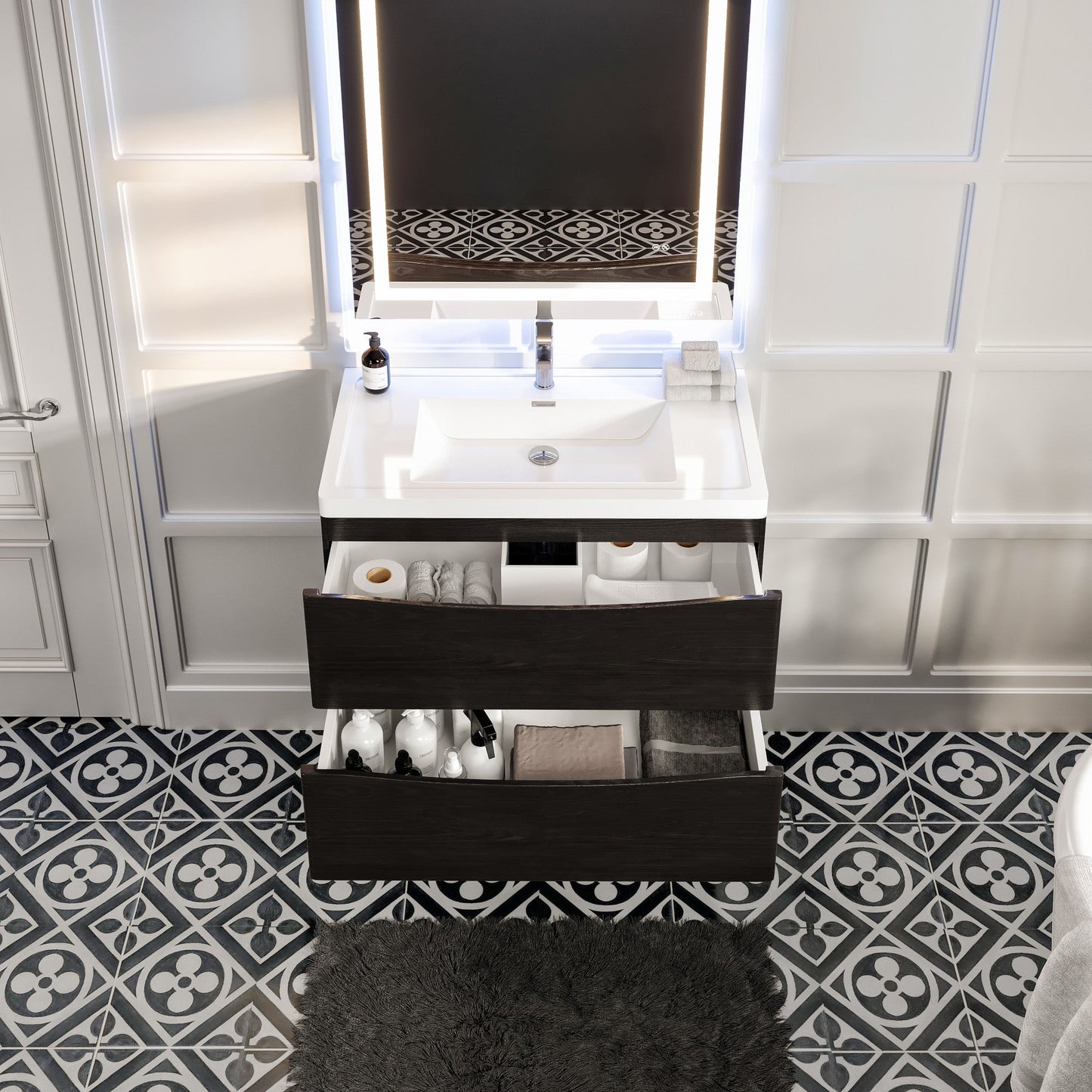 Eviva Smile Bath Vanity with Acrylic Top and Integrated Sink (24"-48")