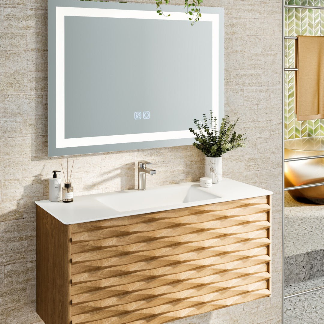 Eviva Oahu Wall Mount Bath Vanity with Solid Surface Top and Integrated Sink (32"-55")