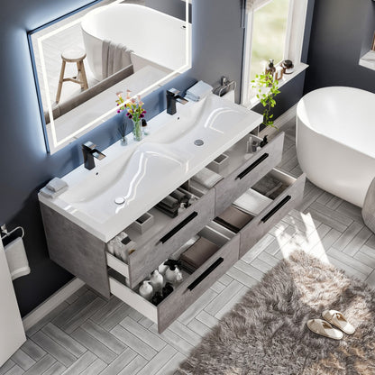 Eviva Surf Wall Mount Bath Vanity with Acrylic Top and Integrated Sink (36"-57")