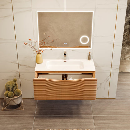 Eviva Leah Wall Mount Bath Vanity with Solid Surface Top and Integrated Sink (32"-39")