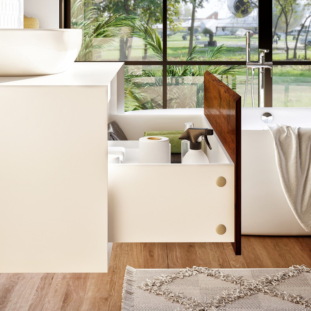 Eviva Santa Monica Wall Mount Bath Vanity with Acrylic Top and Vessel Solid Surface Sink (30"-36")