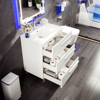 Eviva Deluxe Bath Vanity with Porcelain Top and Integrated Sink (20"-32")