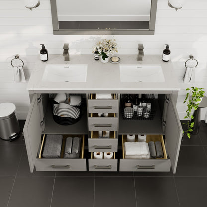 Eviva London Bath Vanity with Carrara Quartz Top and Undermount Porcelain Sink (20"-60")