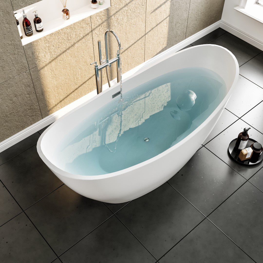 Eviva Bella Glossy White Acrylic Slipper Freestanding Bathtub