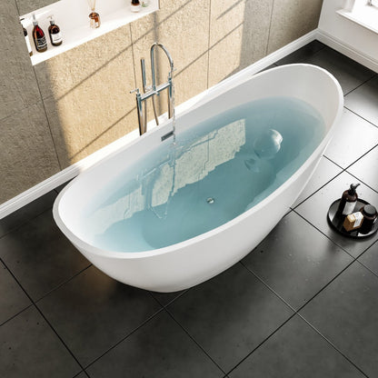 Eviva Bella Glossy White Acrylic Slipper Freestanding Bathtub