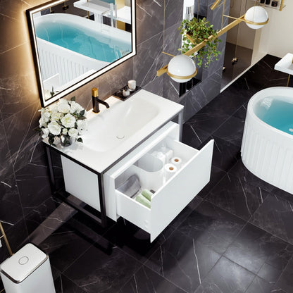Eviva Modena Wall Mount Bath Vanity with Solid Surface Top and Integrated Sink (32"-51")