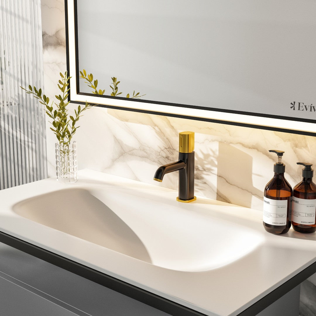 Eviva Modena Wall Mount Bath Vanity with Solid Surface Top and Integrated Sink (32"-51")