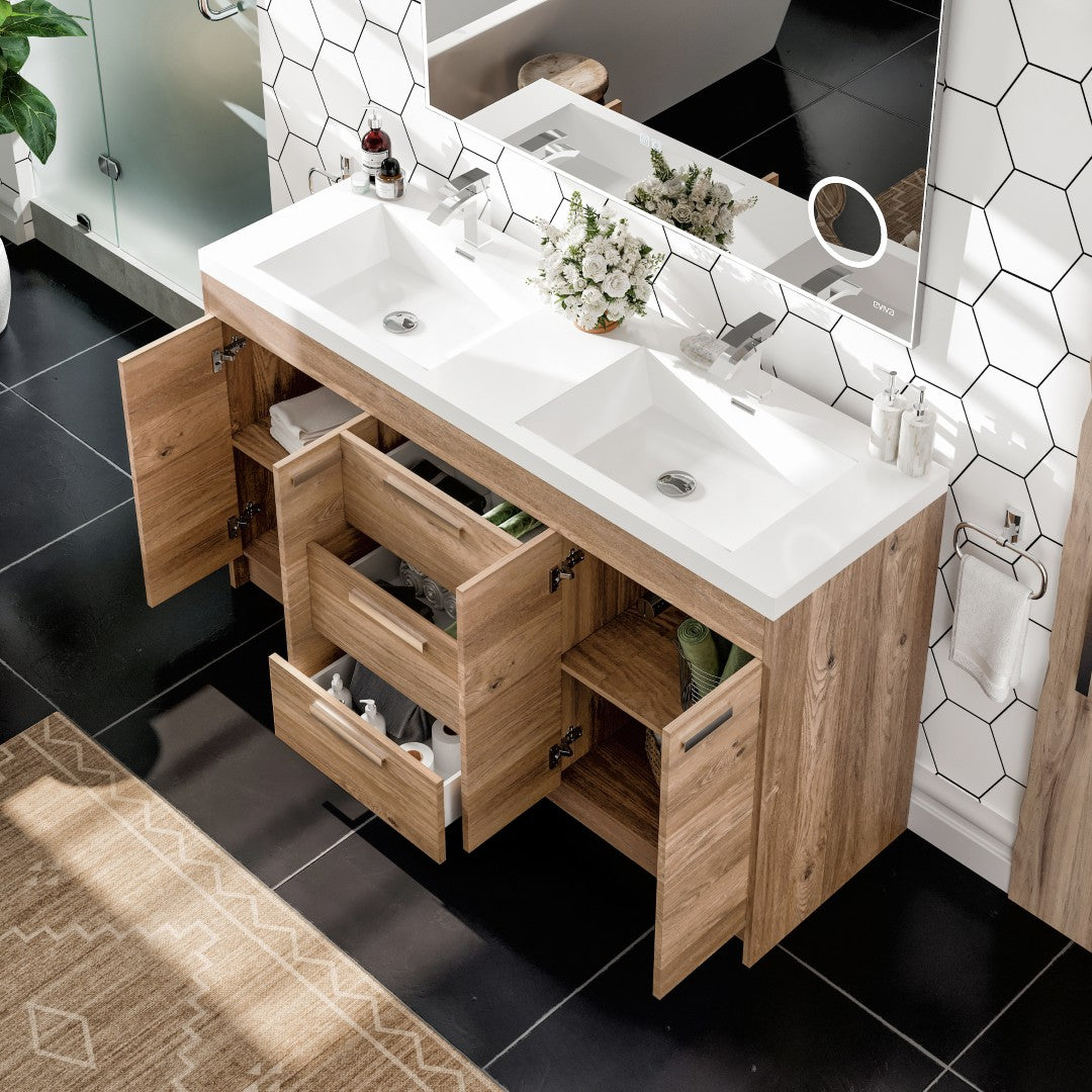 Eviva Lugano Bath Vanity with Acrylic Top and Integrated Sink (24"-84")