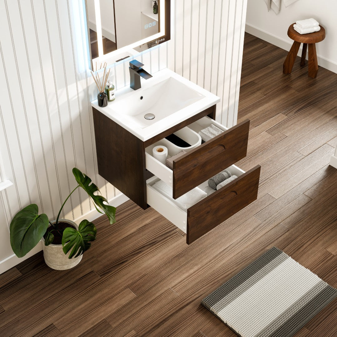 Eviva Joy Bath Vanity with Porcelain Top and Integrated Sink (24"-40")
