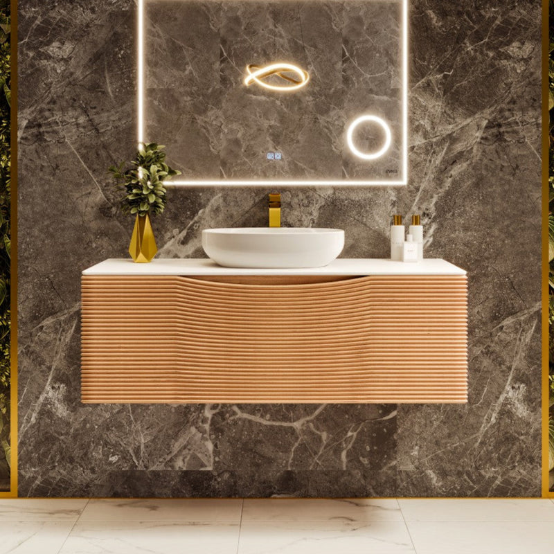 Eviva Leah Wall Mount Bath Vanity with Solid Surface Top and Integrated Sink (32"-39")