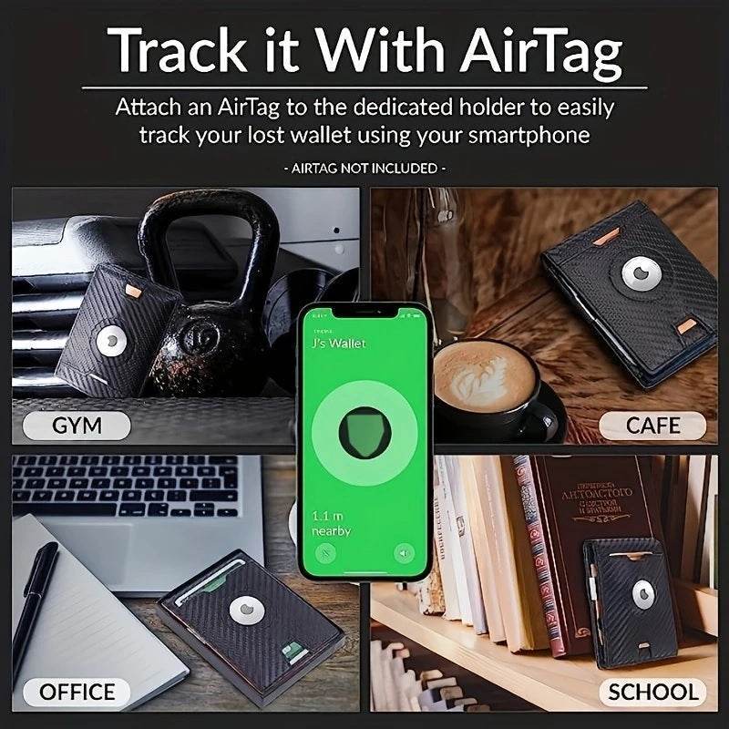 AirTag Slim Wallet with 11 Card Slots for Dad, Husband, Son – RFID Bifold Card Holder Father's Day Gift