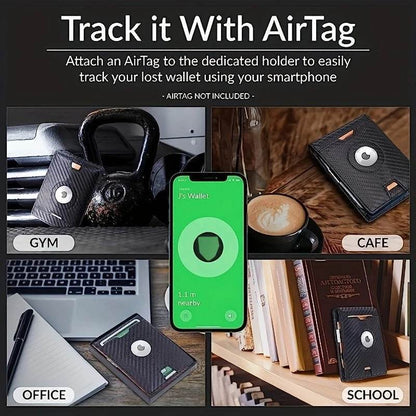 AirTag Slim Wallet with 11 Card Slots for Dad, Husband, Son – RFID Bifold Card Holder Father's Day Gift