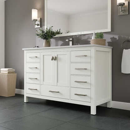 Eviva London Bath Vanity with Carrara Quartz Top and Undermount Porcelain Sink (20"-60")