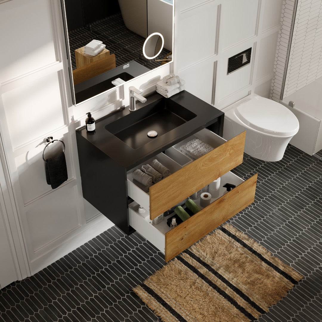 Eviva Vienna Wall Mount Bath Vanity with Acrylic Top and Integrated Sink (36"-75")