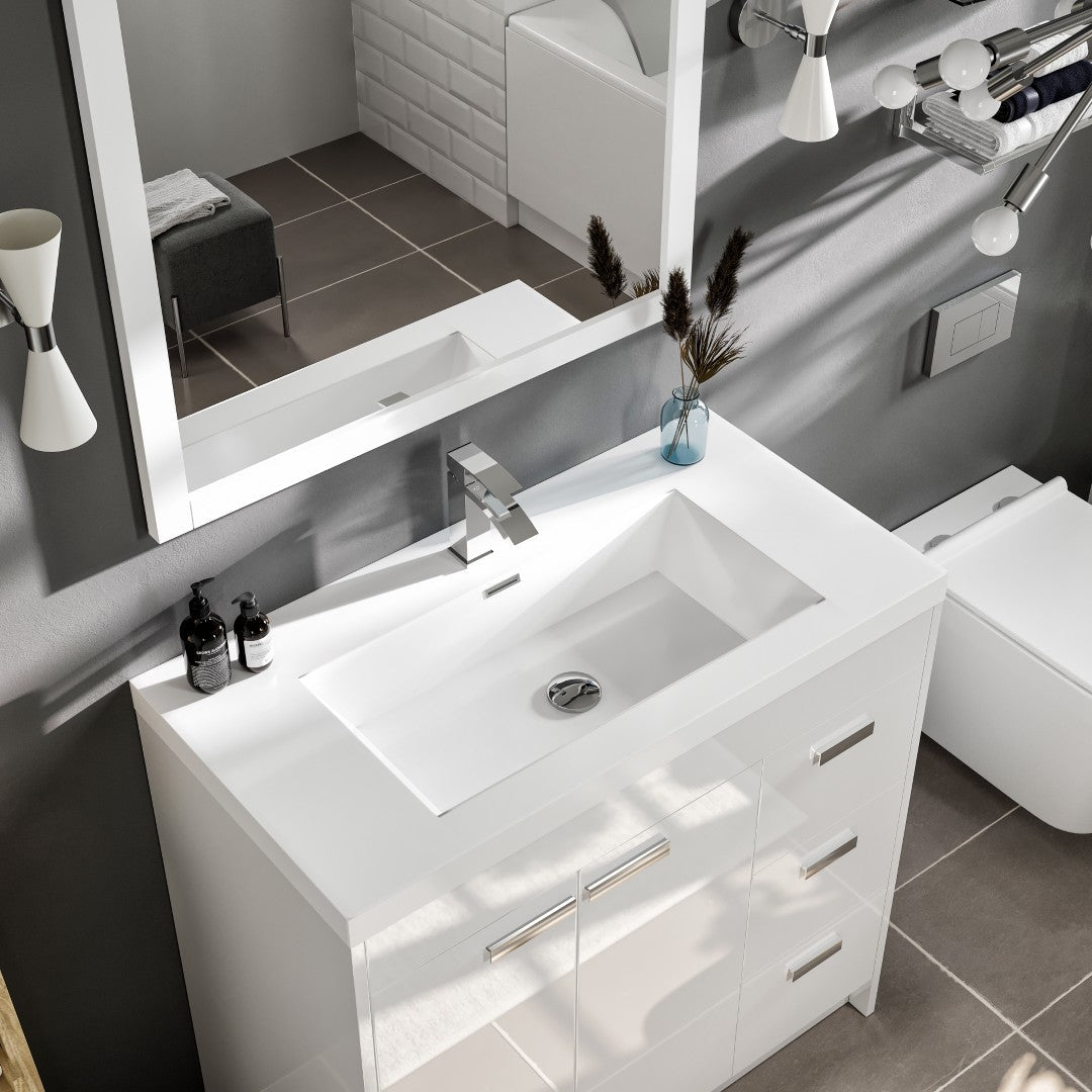 Eviva Lugano Bath Vanity with Acrylic Top and Integrated Sink (24"-84")