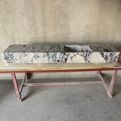 Handmade Calacatta Viola Marble Sink with Fluted Apron: Custom Made Bathroom Basin (NS-141)
