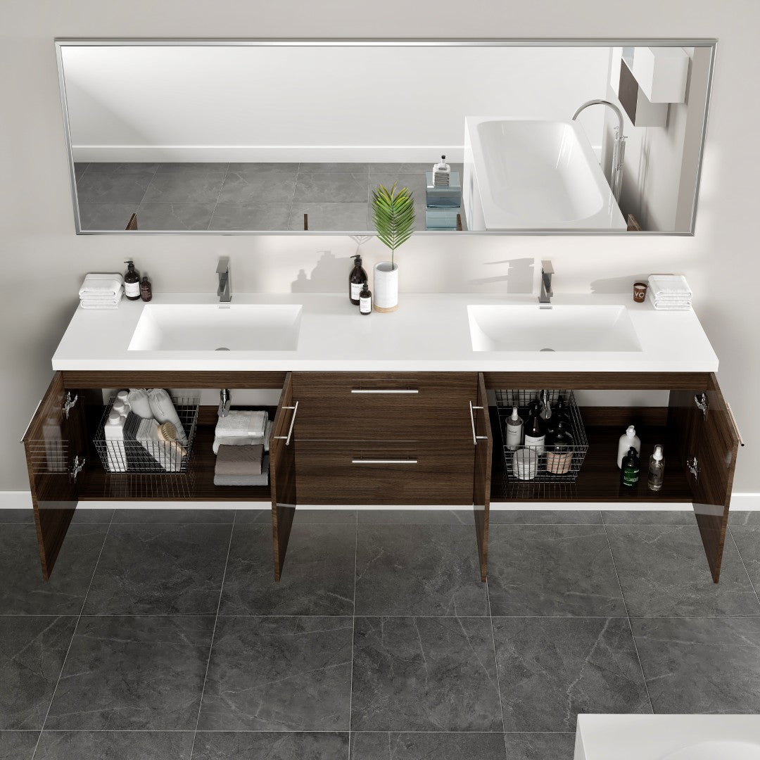 Eviva Lumina Wall Mount Bath Vanity with Acrylic Top and Integrated Sinks