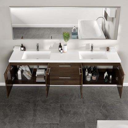 Eviva Lumina Wall Mount Bath Vanity with Acrylic Top and Integrated Sinks