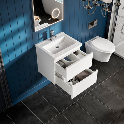 Eviva Maui Wall Mount Bath Vanity with Acrylic Top and Integrated Sink