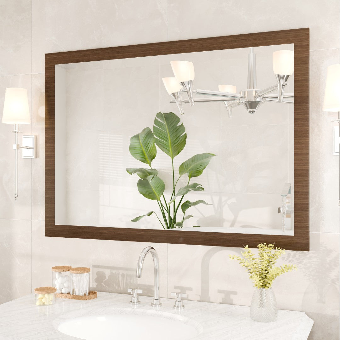 Eviva Reflection Gray Oak Wooden Framed Mirror