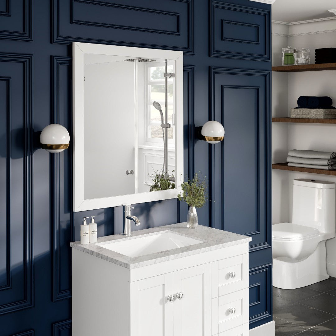 Eviva Acclaim 60" x 30" Rectangular Blue Wooden Framed Mirror