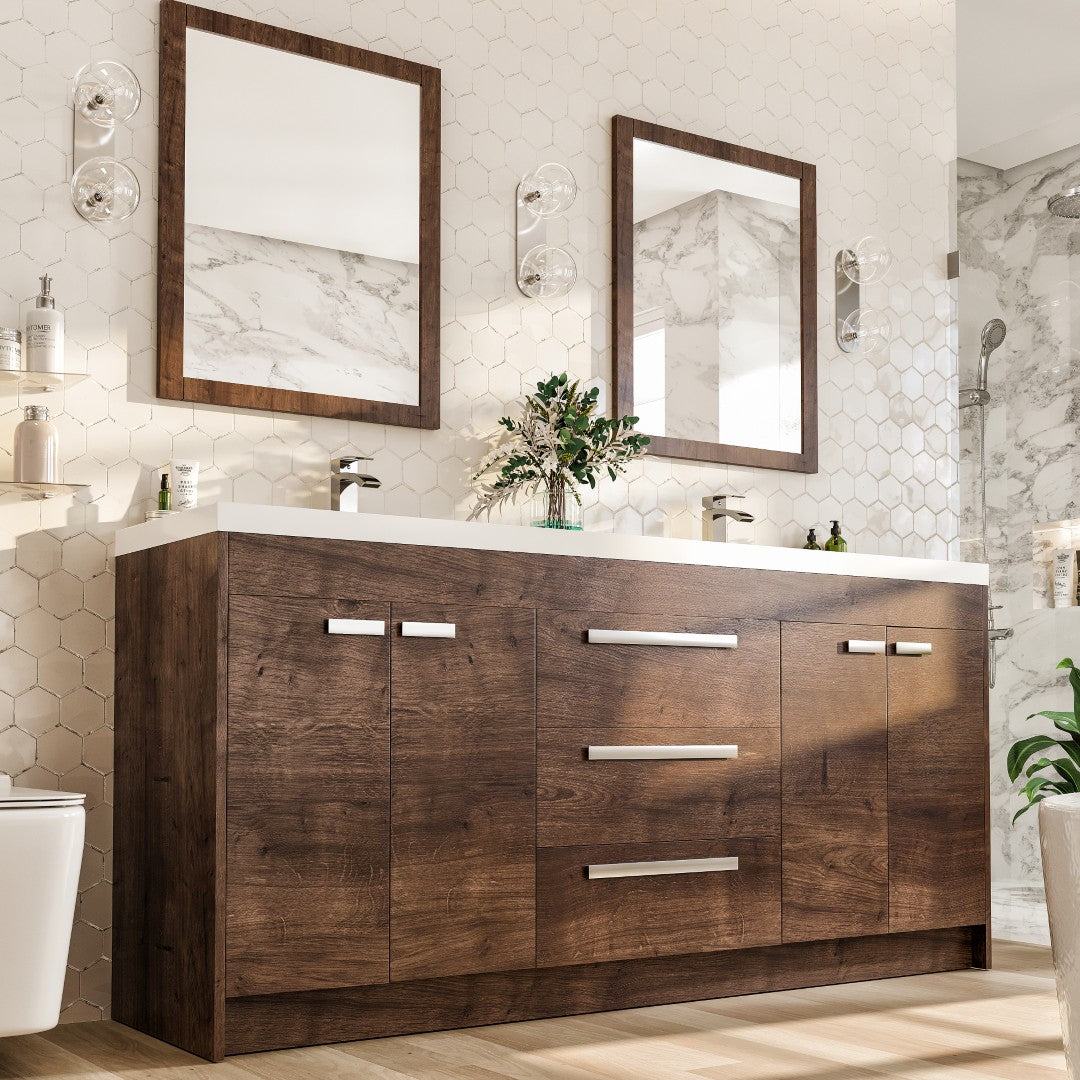 Eviva Lugano Bath Vanity with Acrylic Top and Integrated Sink (24"-84")