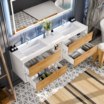 Eviva Vienna Wall Mount Bath Vanity with Acrylic Top and Integrated Sink (36"-75")