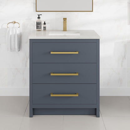Eviva Curio Bath Vanity with Carrara Quartz Top and Undermount Porcelain Sink (24"-60")