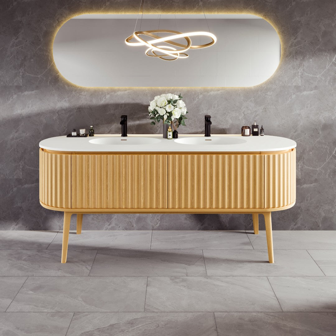 Eviva Haven Wall Mount Bath Vanity with Solid Surface Top and Integrated Sink (39"-71")