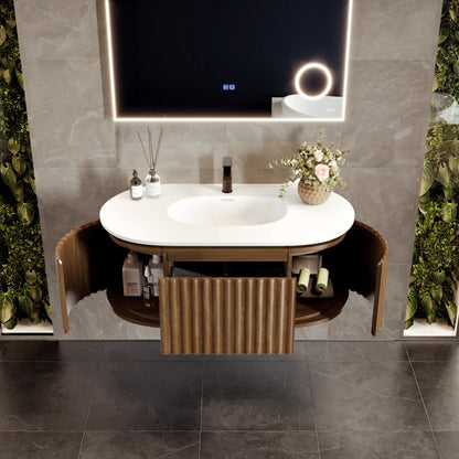 Eviva Haven Wall Mount Bath Vanity with Solid Surface Top and Integrated Sink (39"-71")