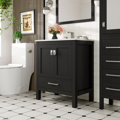 Eviva London Bath Vanity with Carrara Quartz Top and Undermount Porcelain Sink (20"-60")