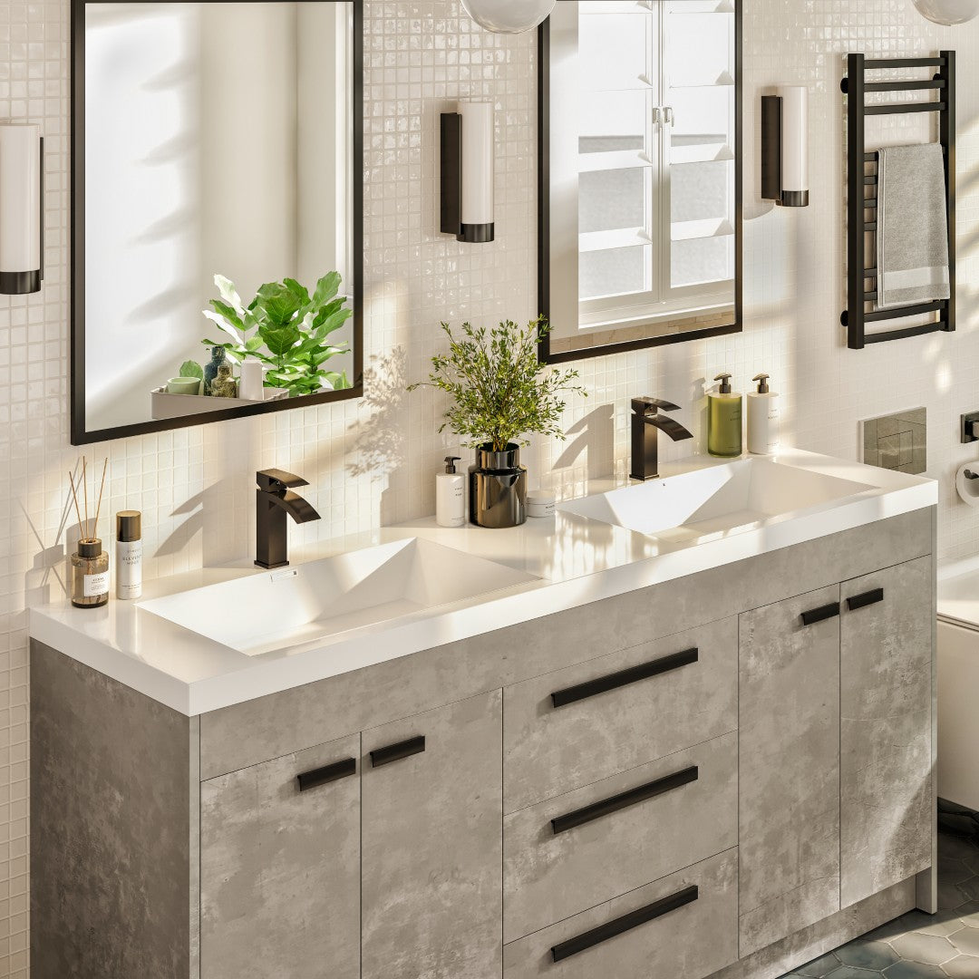 Eviva Lugano Bath Vanity with Acrylic Top and Integrated Sink (24"-84")