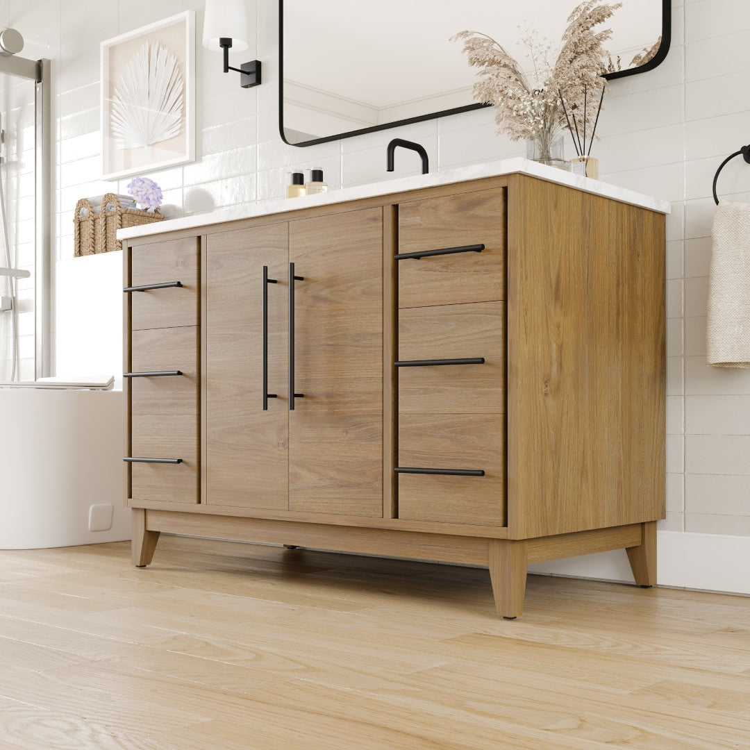 Eviva Graham Bath Vanity with Engineered Stone Top and Integrated Sink (30"-72")
