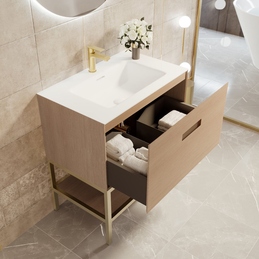 Eviva Iris Bath Vanity with Solid Surface Top and Integrated Sink
