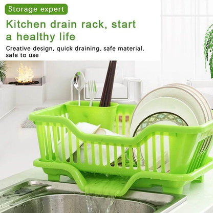Dish Drying Rack with Drain Board | Kitchen Utensil Organizer