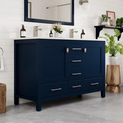 Eviva London Bath Vanity with Carrara Quartz Top and Undermount Porcelain Sink (20"-60")