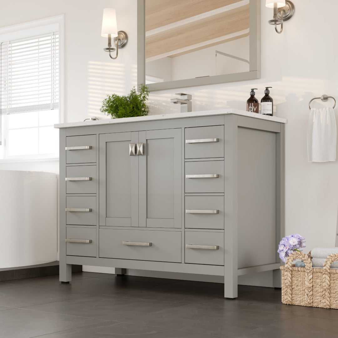 Eviva London Bath Vanity with Carrara Quartz Top and Undermount Porcelain Sink (20"-60")