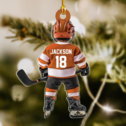 Ice Hockey Christmas - Personalized Custom Shaped Acrylic Ornament - Christmas Gift for Hockey Player, Hockey Lover, Son/Daughter, Grandkids