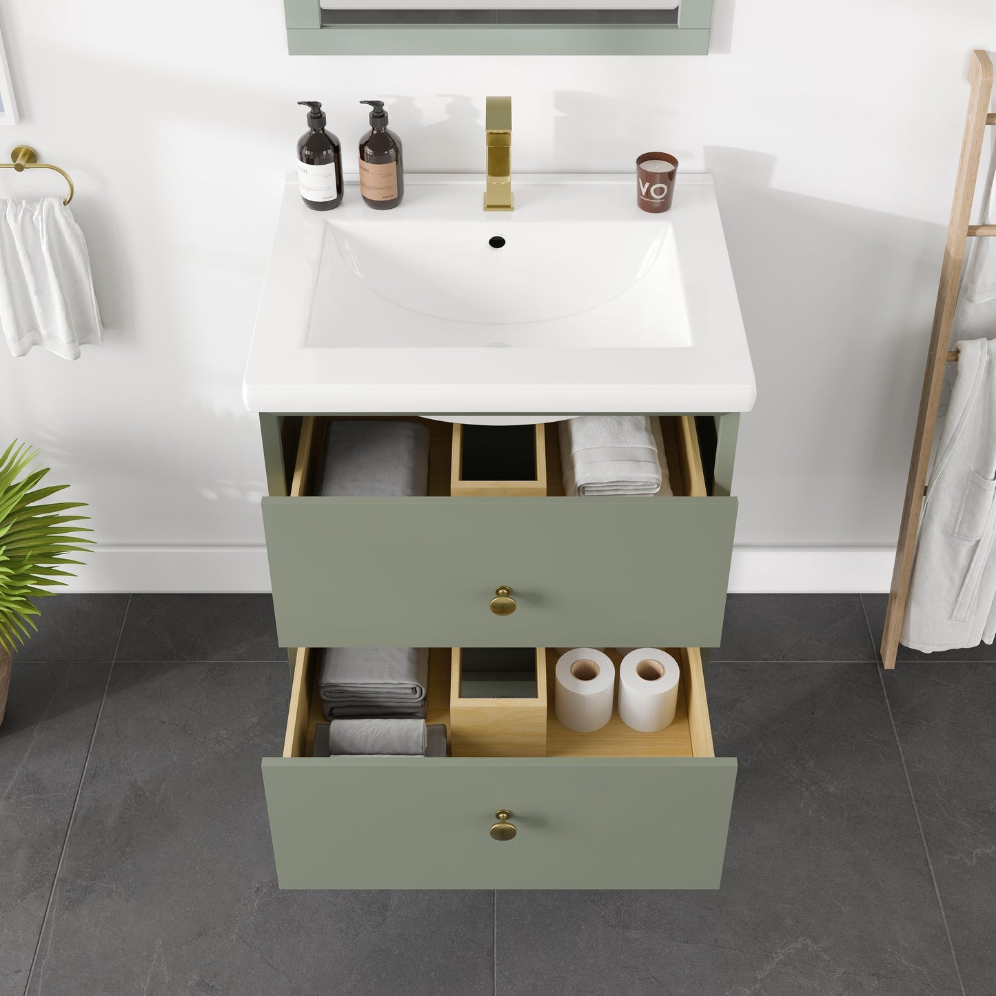 Eviva Seoul Bath Vanity with Porcelain Top and Integrated Sink